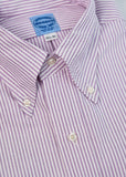 Heather & White University Stripe Two-Ply 100% Pima Cotton Oxford