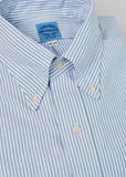 Skye Blue & White University Stripe 100% Pima Cotton Oxford